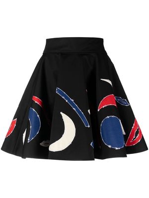 PUCCI appliqué-embroidered cotton skirt - Black