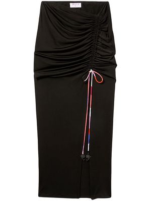 PUCCI asymmetric ruched slit midi skirt - Black