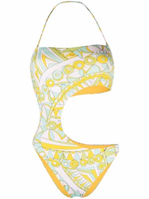 PUCCI Bandierine-print cut-out swimsuit - White