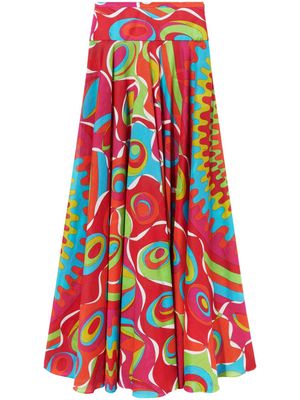 PUCCI Bersaglio-print cotton maxi skirt - Red