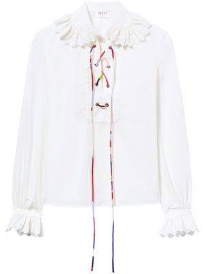 PUCCI broderie-anglaise ruffled blouse - White