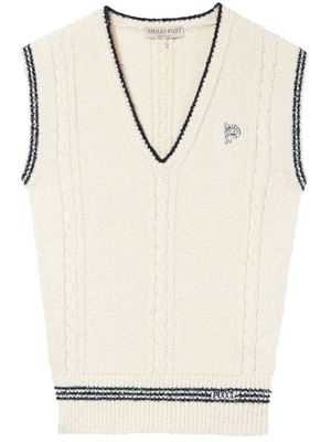 PUCCI cable-knit embroidered vest - White