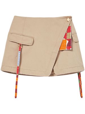 PUCCI contrasting-trim panelled cotton mini skirt - Neutrals