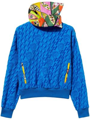 PUCCI cowl-neck logo sweatshirt - Blue
