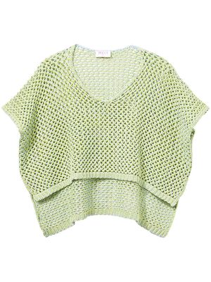 PUCCI crochet-knit short-sleeve top - Blue