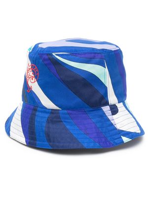 PUCCI embroidered-logo silk bucket hat - Blue