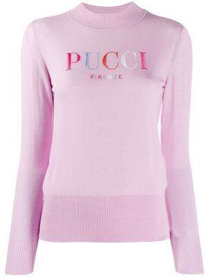 PUCCI embroidered logo wool jumper - Pink