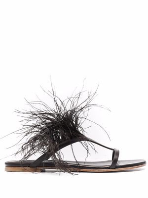 PUCCI feather-trim slip-on sandals - Brown