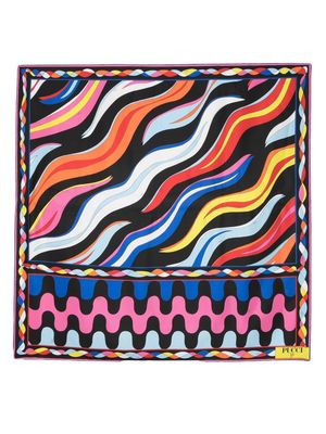 PUCCI Fiamme-print large silk-twill scarf - Black