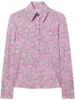 PUCCI Fiori Di Loto-print satin shirt - Pink