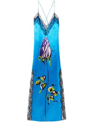 PUCCI floral-print slip dress - Blue