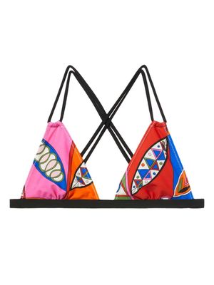 PUCCI geometric-print triangle bikini top - Multicolour