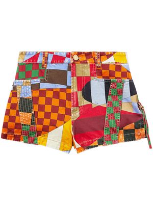 PUCCI Giardino-print panelled cotton shorts - Orange