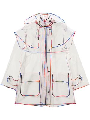 PUCCI hooded transparent rain coat - White