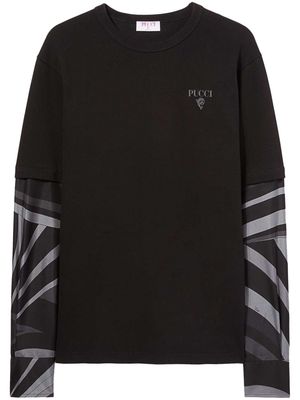 PUCCI Iride-sleeve cotton T-shirt - Black