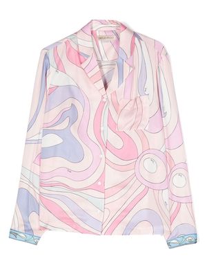 PUCCI Junior abstract pattern long-sleeve shirt - Pink