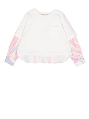 PUCCI Junior abstract-pattern long-sleeve T-shirt - White