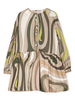 PUCCI Junior abstract-print cotton dress - Green