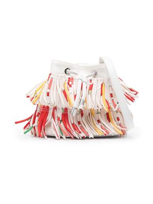 PUCCI Junior abstract-print fringed shoulder bag - White