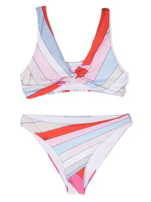 PUCCI Junior abstract-print knot-detailed bikini - Red