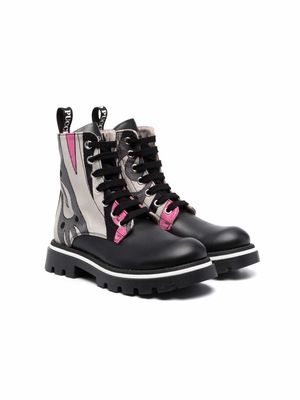 PUCCI Junior abstract-print leather boots - Black