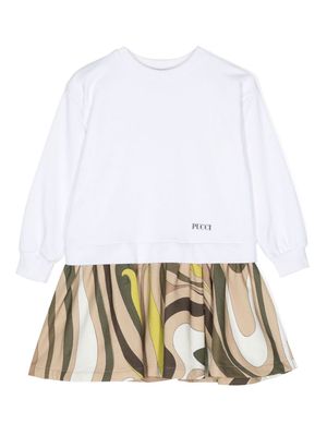 PUCCI Junior abstract-print panelled dress - White