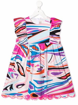 PUCCI Junior abstract-print ruffle dress - Pink