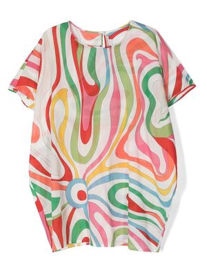 PUCCI Junior abstract-print short-sleeved dress - White