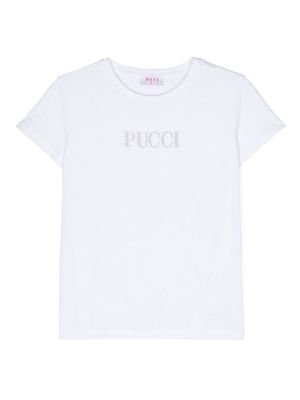 PUCCI Junior bead-logo cotton T-shirt - White