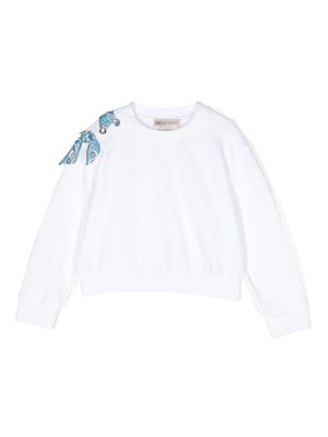 PUCCI Junior bow-detail cotton sweatshirt - White