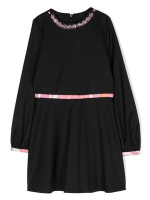 PUCCI Junior crystal-embellished wool dress - Black