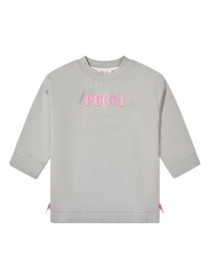 PUCCI Junior flocked-logo cotton sweatshirt - Grey