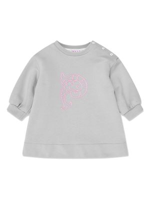 PUCCI Junior flocked-logo sweatshirt dress - Grey