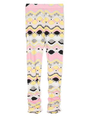 PUCCI Junior geometric-print cotton-blend leggings - Pink