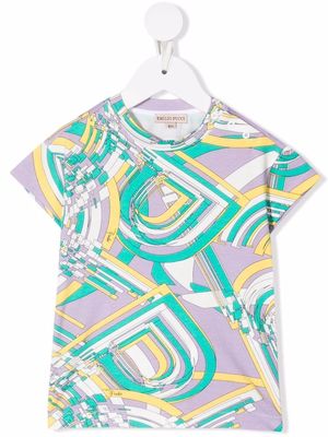 PUCCI Junior geometric-print short-sleeved T-shirt - Green