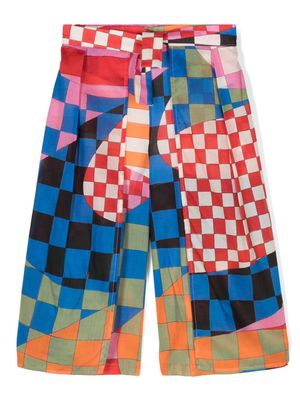 PUCCI Junior geometric-print wide-leg trousers - Red