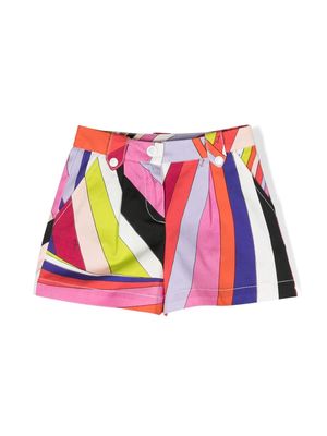 PUCCI Junior graphic-print contrast-stitching shorts - Pink