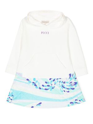 PUCCI Junior graphic-print hooded dress - White