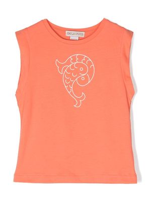 PUCCI Junior graphic-print sleeveless T-shirt - Orange