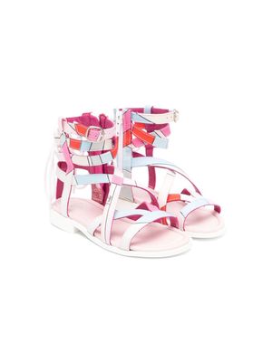 PUCCI Junior graphic-print strappy sandals - Pink