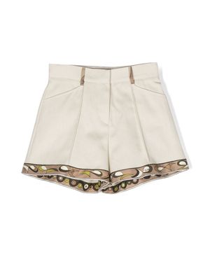 PUCCI Junior high-waisted abstract pattern shorts - Neutrals