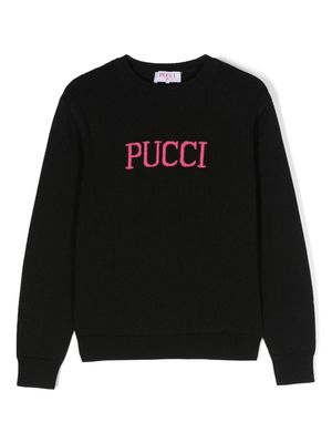 PUCCI Junior intarsia-logo jumper - Black