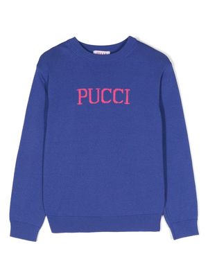 PUCCI Junior intarsia-logo jumper - Blue