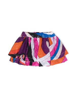 PUCCI Junior Iride-print broderie anglaise skirt - Black