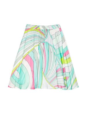 PUCCI Junior Iride-print cotton midi skirt - Green