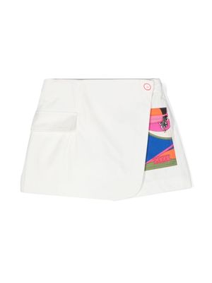 PUCCI Junior Iride-print detail cotton skirt-shorts - White