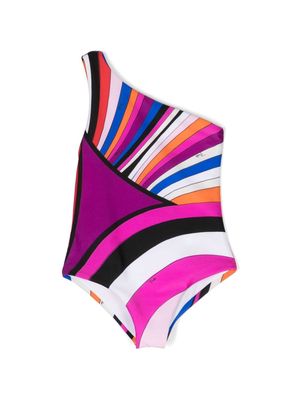 PUCCI Junior Iride-print one-shoulder swimsuit - Pink
