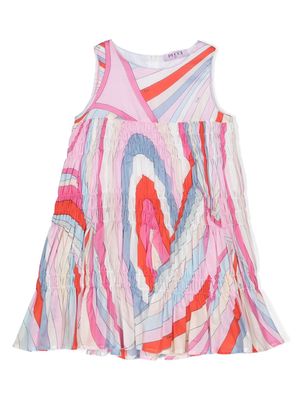 PUCCI Junior Iride-print smocking-details dress - Pink