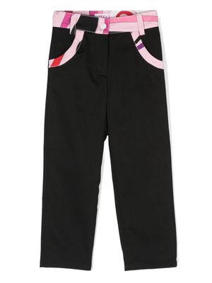 PUCCI Junior Iride-print straight trousers - Black
