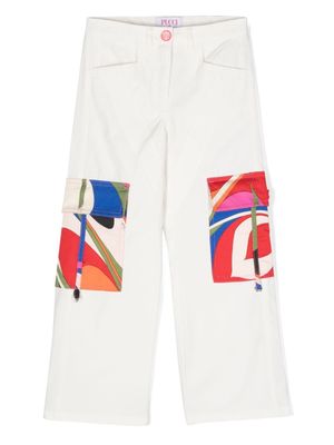 PUCCI Junior Iride-print straight trousers - White